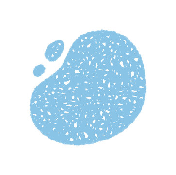 Hatched abstract amoeba shape with crayon shading. Irregular organic blob uses fluid spot and sketched silhouette. Light blue background with soft shading gives a hand artistic effect.