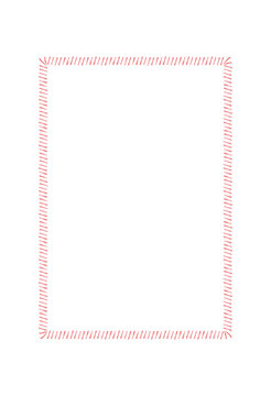Minimal sketch line decorative border with cute red rectangle frame and white background. Quirky minimalist frame as simple border for social media post or story, card template and modern graphic