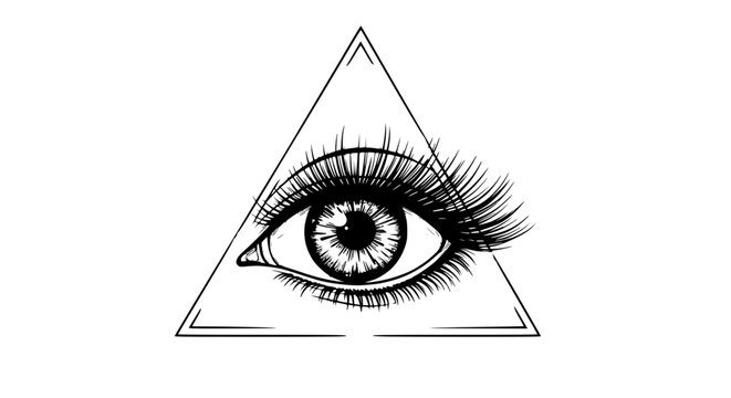 All Seeing Eye Triangle Symbol, Mystical Eye Illustration, Esoteric Concept