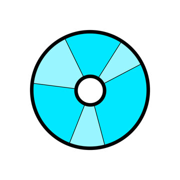 Cute y2k blue cd symbol in flat retro style. Vintage disk with 2000s laser music vibe, cool pop and nostalgic aesthetic, classic audio object for positive electronic and fun pop themes.