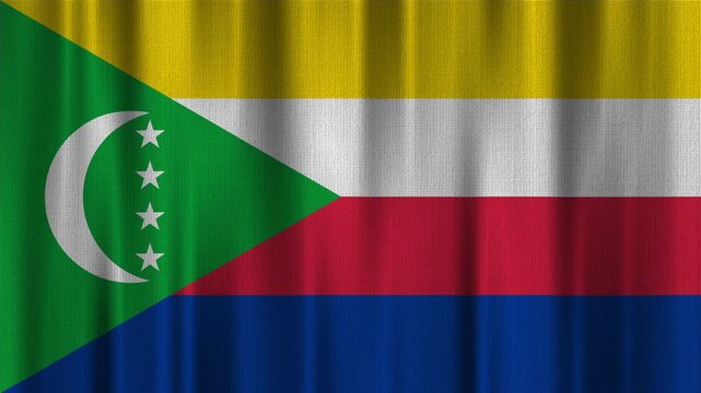 Comoros Flag Animation With Fabric Texture