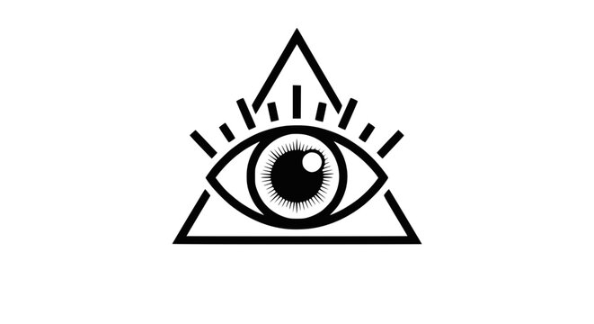 Illuminati Eye Triangle Symbol, All-Seeing Eye Icon, Conspiracy Theory Concept