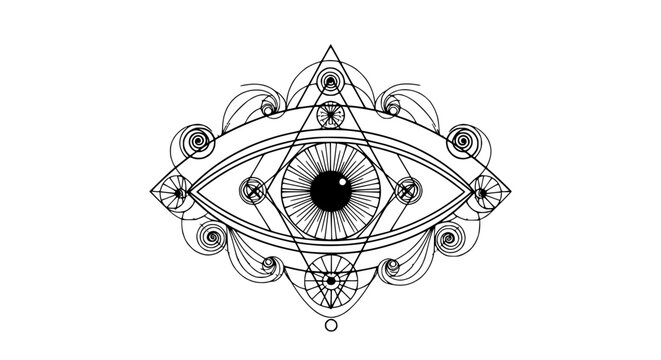 Mystical Eye Symbol, Sacred Geometry, Esoteric, Occult, Visionary Art
