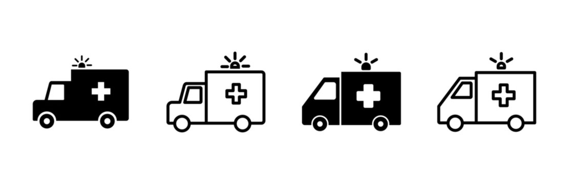 Ambulance icon set. ambulance truck icon vector. ambulance car