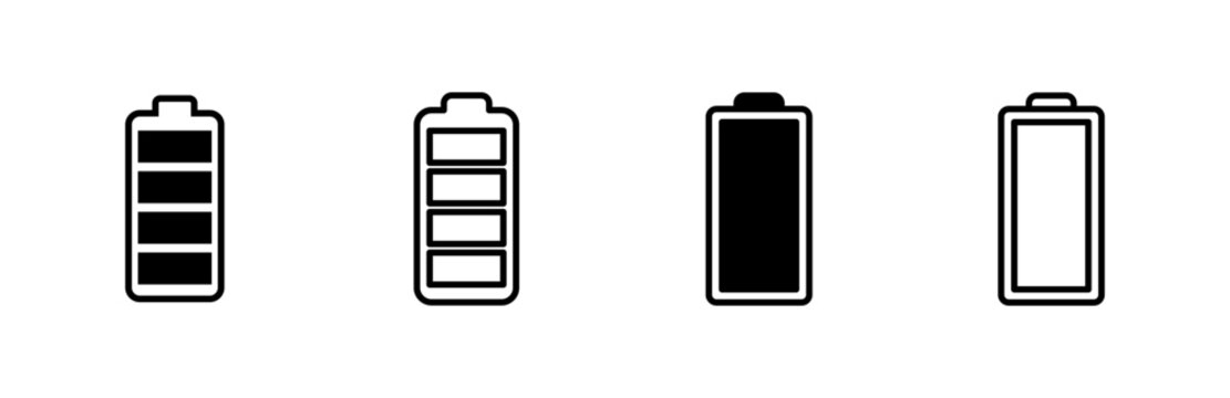 Battery icon set. battery charge level. battery charging icon