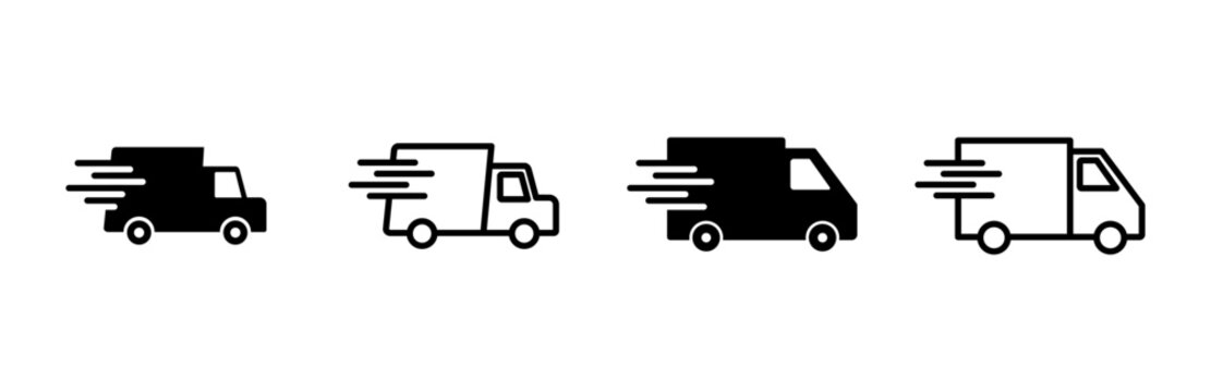 Fast shipping delivery truck icon set. Delivery truck icon. fast delivery icon