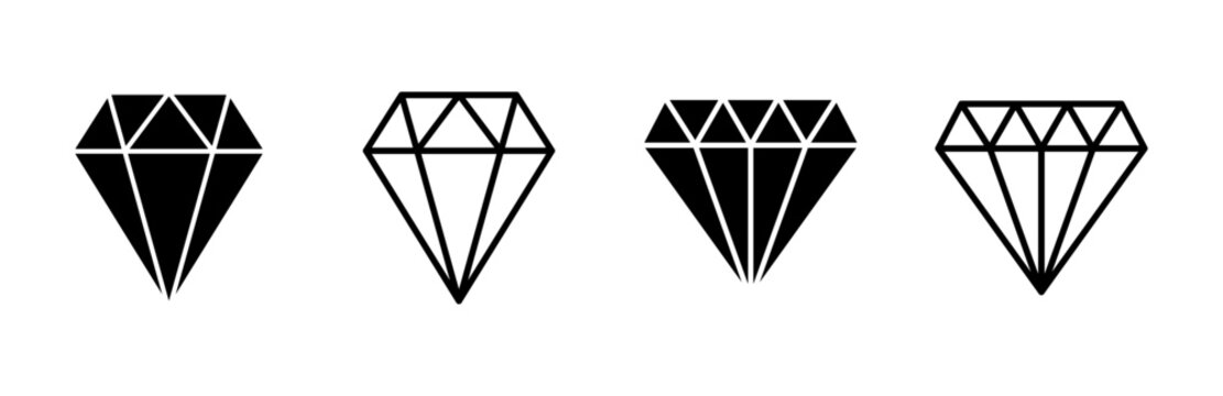 Diamond icon set. diamond gems vector icon.