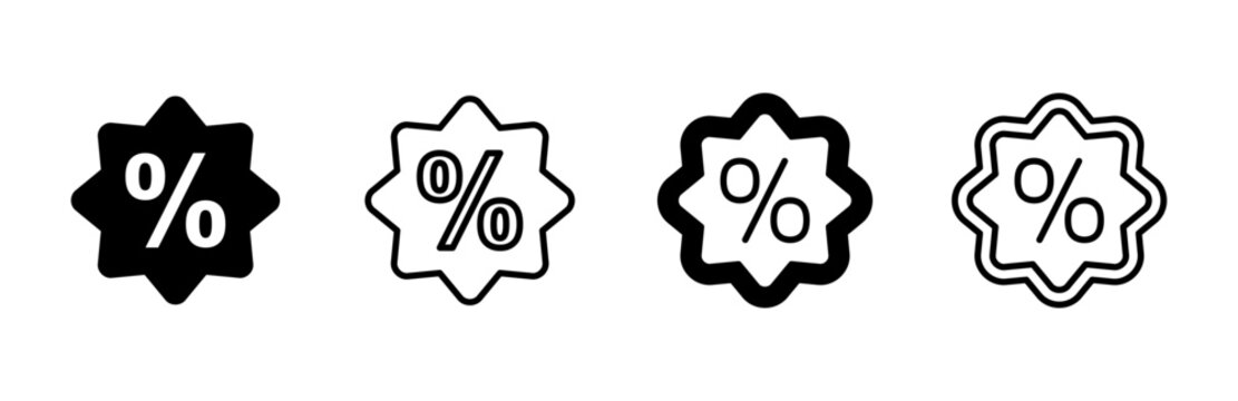 Discount icon set. Discount tag icon.
