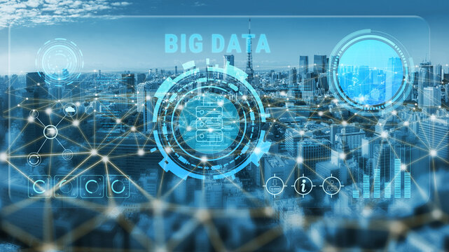 Big Data analytics technology for business intelligence and insights. A concept of processing and visualizing large datasets for strategic decisions. Motif