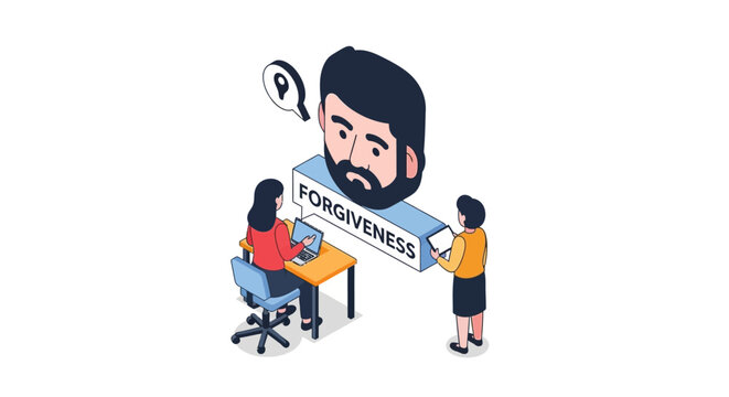 Isometric Illustration of Forgiveness Concept Depicting Reconciliation and Understanding.