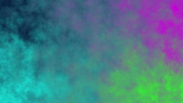 Abstract vibrant gradient cloud of smoke and mist in shades of turquoise, purple, and green, with soft transitions