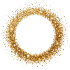 Isolated golden glitter circle frame, sparkling gold dust ring, festive and glamorous design element. © Francisco