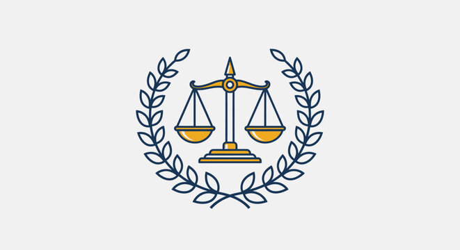 Scales of Justice Laurel Wreath Icon - Symbol of Law, Fairness, and Balance