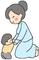 Fototapeta premium grandmother and granddaughter