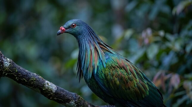 Nicobar Pigeon Close Portrait Iridescent Hackles Andaman Islands Metallic Colours Bokeh-heavy Telephoto Isolation Portrait - Twilight