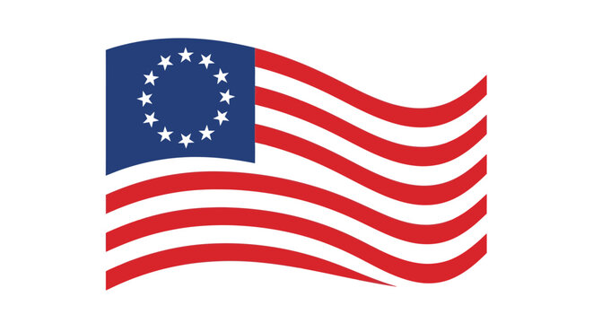 Betsy Ross American Flag Illustration.