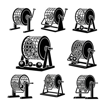 Lottery Machine Collection - Bingo Cage, Raffle Drum, Game Spinner Icons