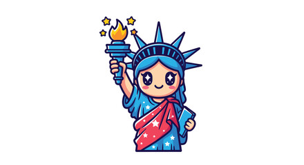 Fototapeta premium Cartoon Statue of Liberty Character.