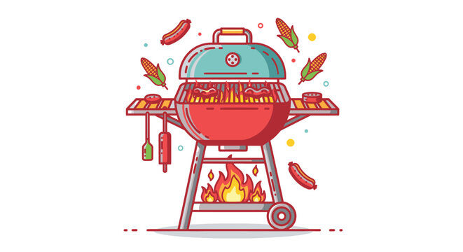 Colorful illustration of a barbecue grill.