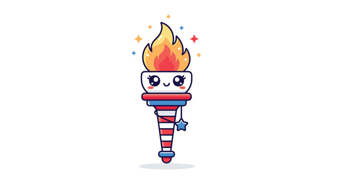 Cartoon torch with smiling face.