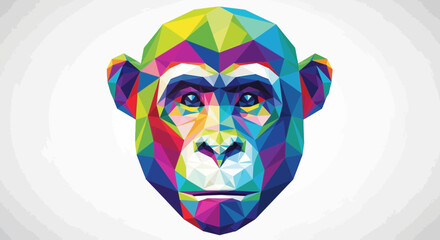 Colorful Geometric Monkey Face Low Poly Abstract Art © Sego