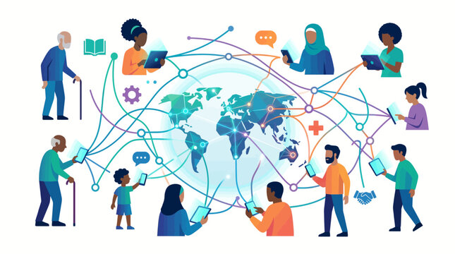 Global connections and communication network.