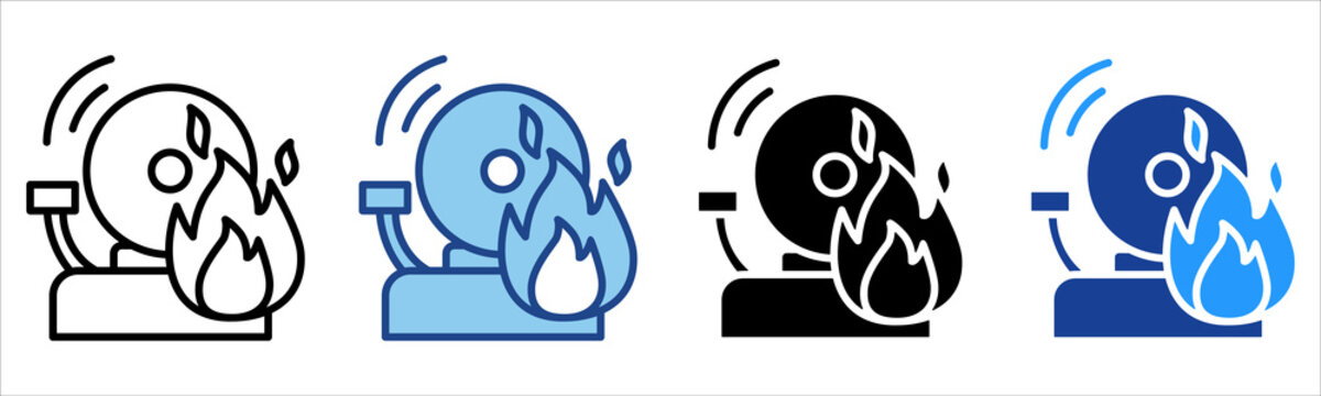 Fire Alarm Icon Multiple Style Vector Collection 
