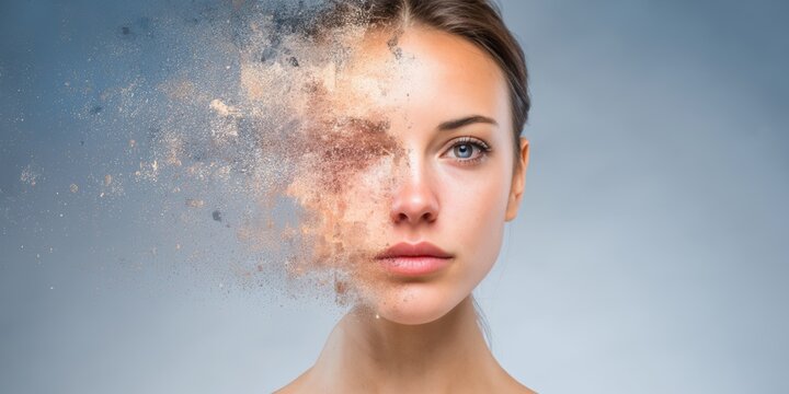 Surreal Portrait of Disappearing Woman | Psychological Fragility Concept
