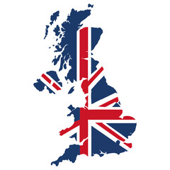 Obraz premium United kingdom map with union jack flag pattern
