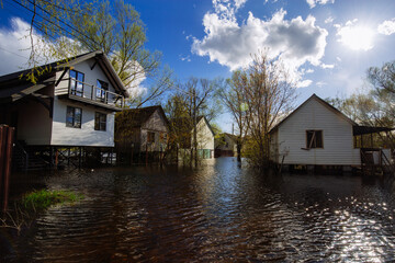 Obraz premium Flooded village. Concept of natural disaster
