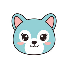 Fototapeta premium Cute Blue Animal Face for Childrens Design 2d Vector