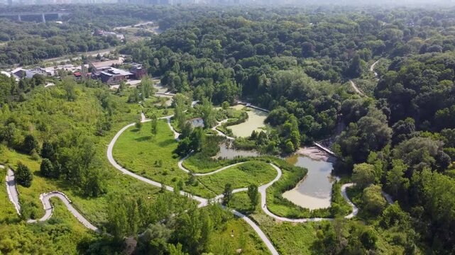 Aerial view of Evergreen Brick Works in the Don Valley