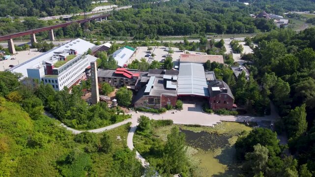 Aerial view of Evergreen Brick Works in the Don Valley