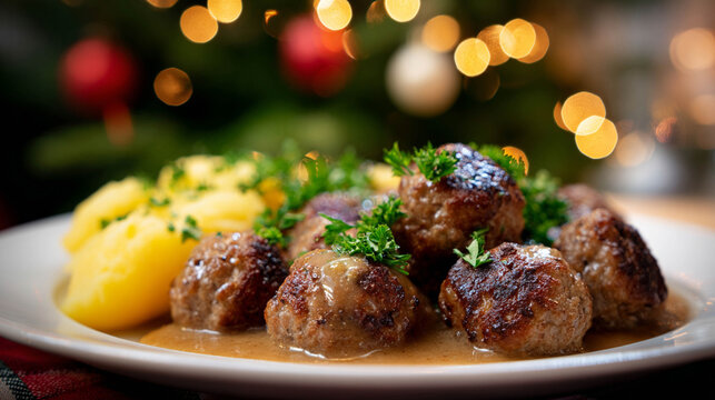 Norwegian Medisterkaker: Christmas Meatballs with Gravy and Potatoes