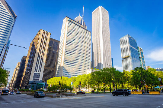 Chicago Skyline with Prudential Plaza and Aon Center Illinois