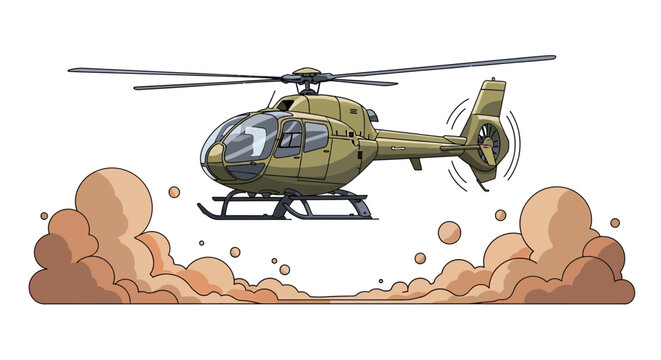 Military Helicopter in Flight Mode.