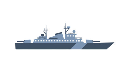 Modern Warship Silhouette, Naval Vessel, Military Ship Illustration © aqwel