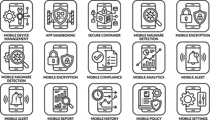 Fototapeta premium Mobile Phone Settings and Options Icons.