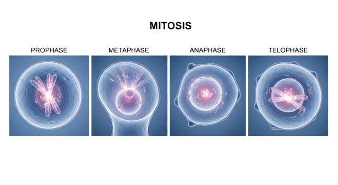 Sequence of mitosis stages: prophase metaphase anaphase telophase illustrated with cell division prophase metaphase anaphase telophase chromosome