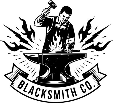 Vintage anvil blacksmith crafting vector icon logo design