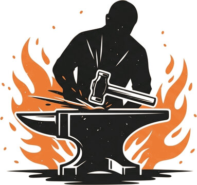 Vintage anvil blacksmith crafting vector icon logo design