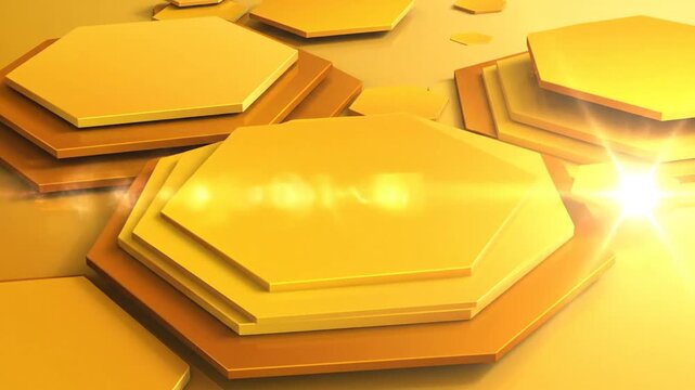 Vibrant yellow abstract background, geometric glowing golden light, layered translucent surface, futuristic vector graphic element, modern digital design, luxury artistic composition.