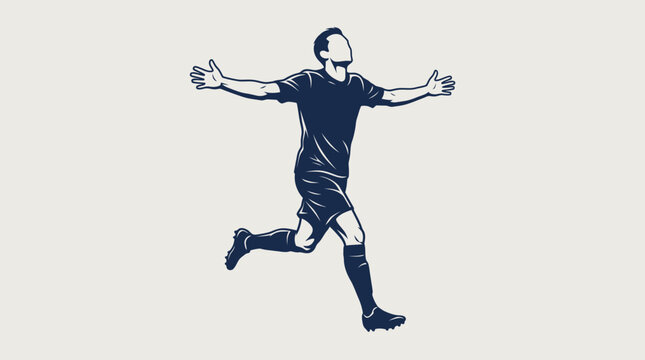 Male Soccer Player Running Celebrating Victory Active Sport.