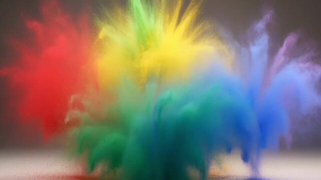 Colorful fluffy pom poms
