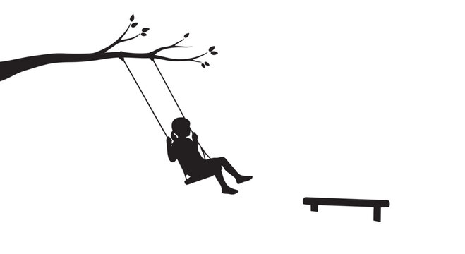 Silhouette of child on swing