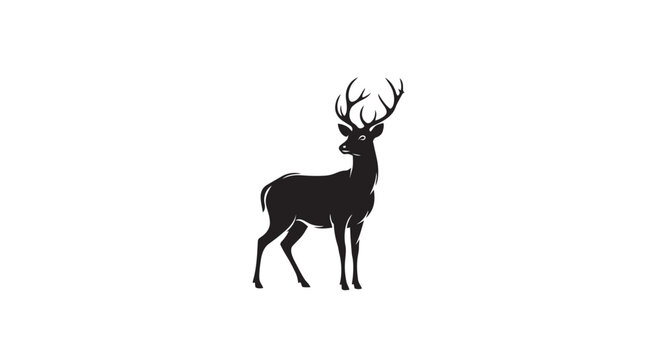 Black deer silhouette with antlers standing