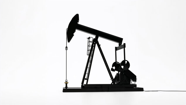 白背景に配置した採油機モチーフのシンプルなエネルギー産業素材