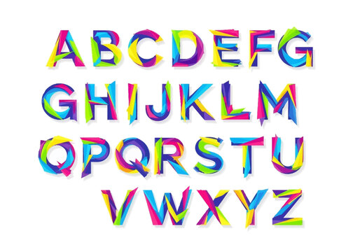 Colorful alphabet letters in rainbow hues.