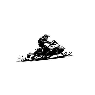 Man riding snowmobile in black