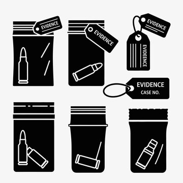 Crime Scene Evidence Bags with Bullets and Tags